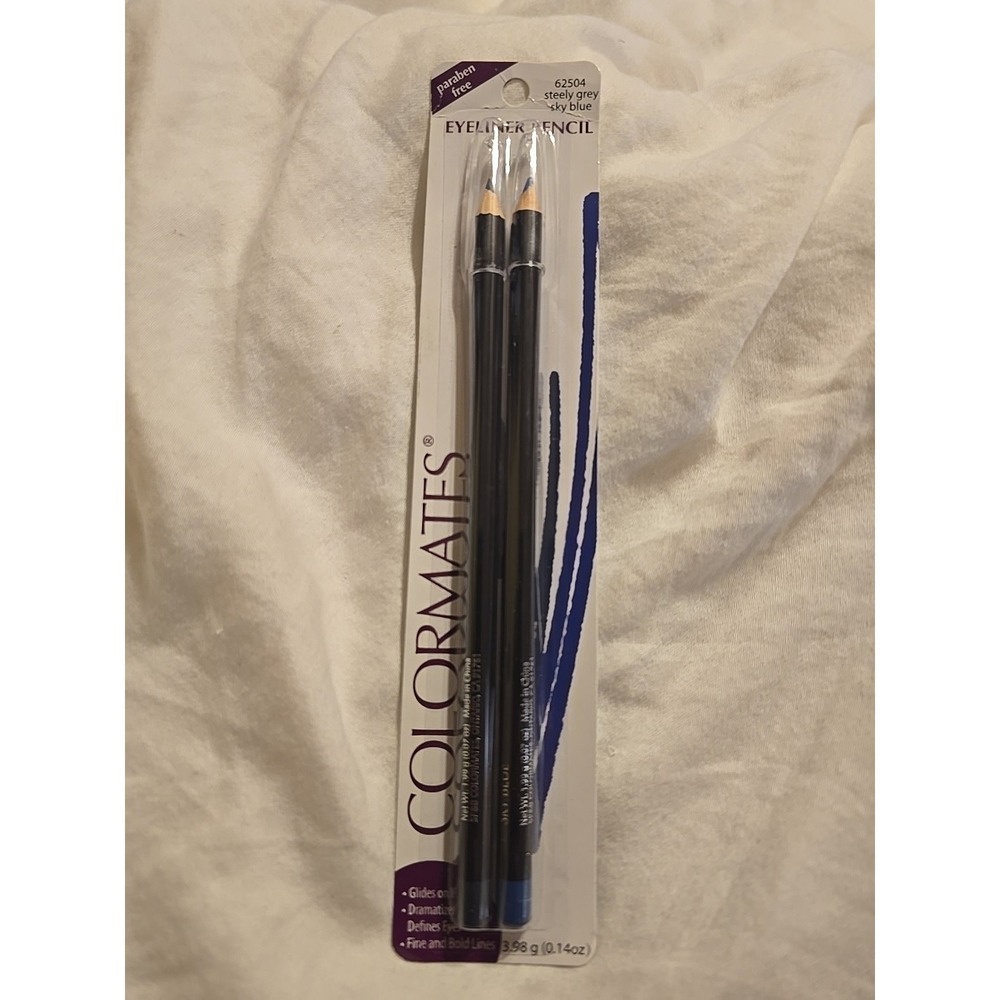 ColorMates Eyeliner Pencil Duo Steely Gray And Sky Blue Paraben‎ Free Long Wear